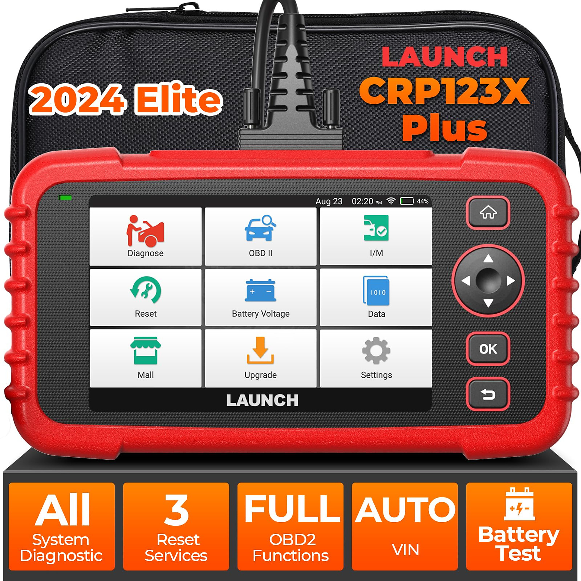 BlackTeck OBD2 Diagnostic Scanner — Full System Scan, Auto VIN, Oil Reset, SAS/Throttle/ECU Diagnostic Tool, Model# NTE-CRP123X PLUS